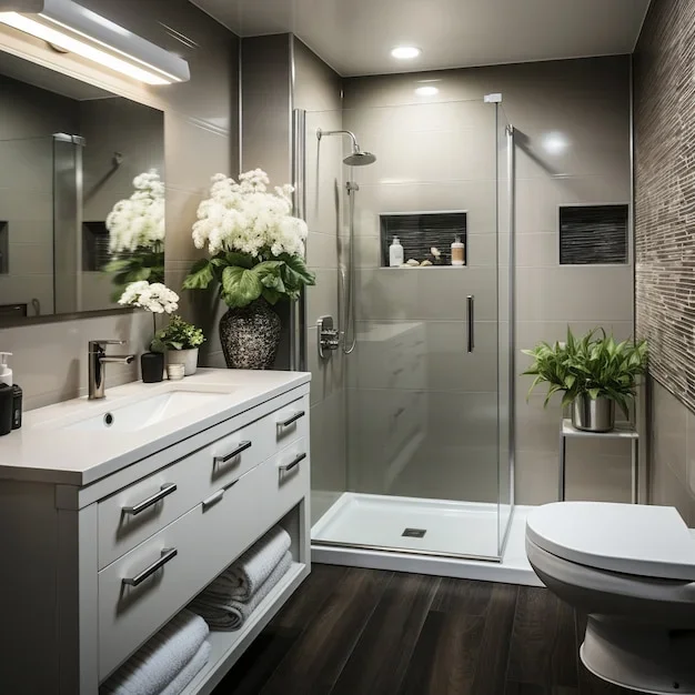Une baignoire classique remplacée par une douche à l'italienne ou un receveur