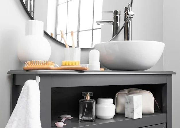 Un meuble vasque compact avec sèche-serviettes chauffant et rangement intégré