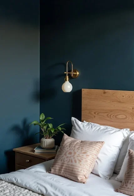 chambre-bleu-nuit-et-bois