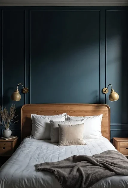 chambre-bleu-nuit-et-bois
