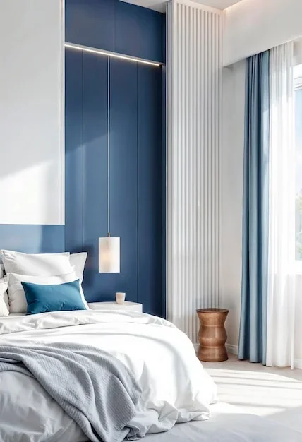 chambre-bleu-nuit-et-bois