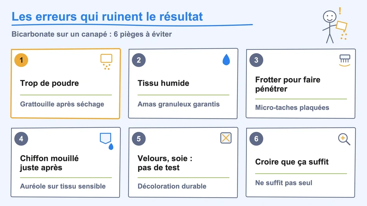 Erreurs à éviter lors de l'utilisation de bicarbonate sur un canapé en tissu délicat